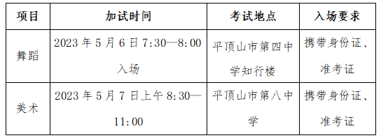 平顶山市第二高级中学 2023年中招美术、舞蹈特长生专项加试方案